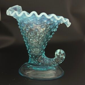 Fenton Opalscent Blue Cornucopia
